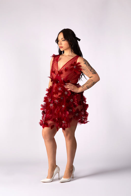 Feather Floral Mini Dress (Pre-sale)