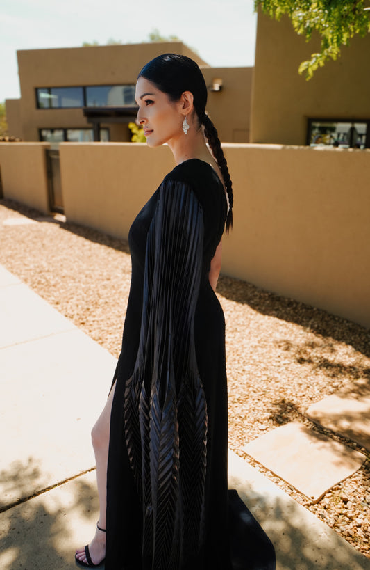 Asymmetric Cape Sleeve Gown SAMPLE