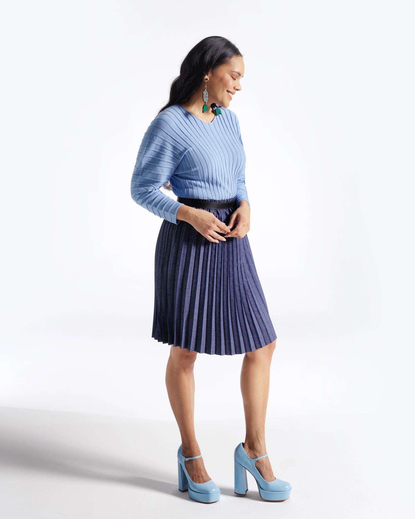 BUOYANT Denim Pleated Mini Skirt
