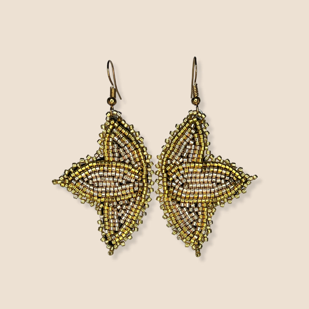 Gold Beaded Earrings