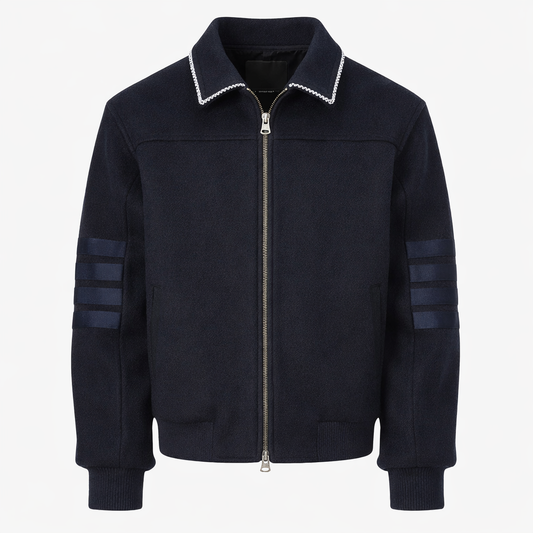 Beaded Wool Bomber Jacket (Pre-Sale)