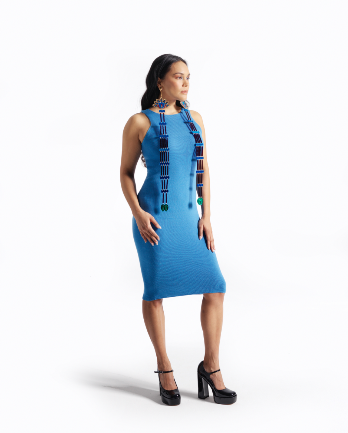 Ribbed Knit Sleeveless Backless Racerback Ruched Asymmetric Hem Design  Casual Midi Dress