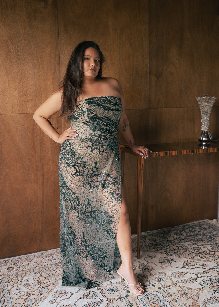 Emerald Strapless Gown