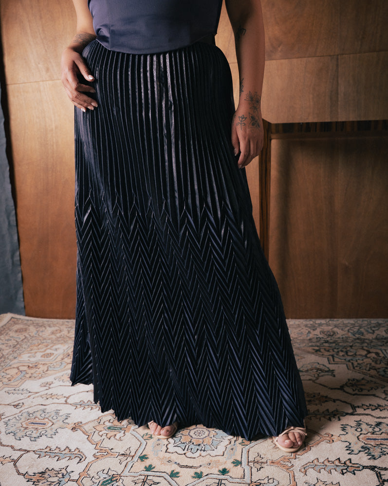 Pleated Maxi Skirt