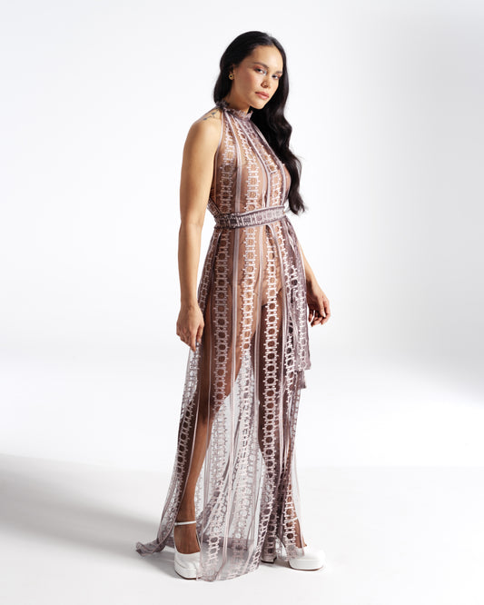 BUOYANT Lace Halter Gown