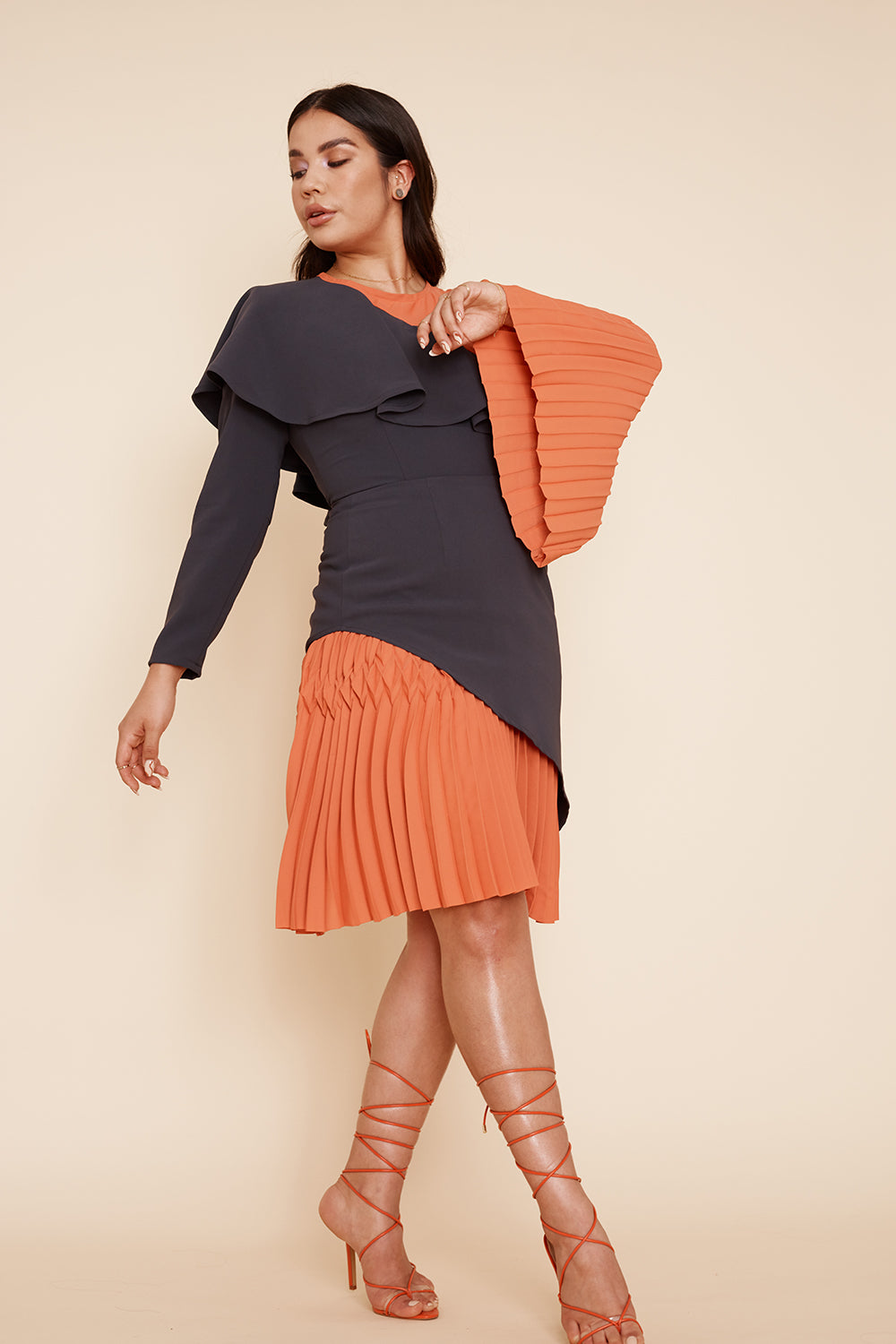 Crepe and Pleat Skirt
