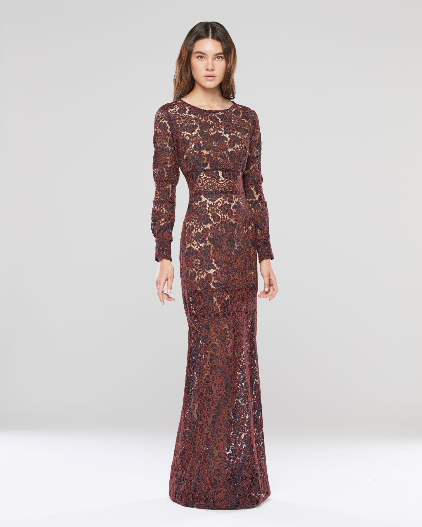 Embroidered Flare Sleeve Gown
